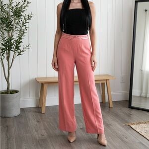 Gianni Rodini Wide Leg pink pants with sequin detail around waist sz 10